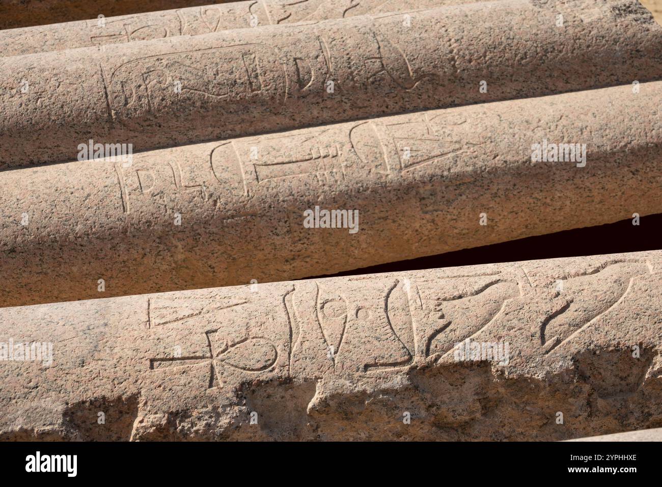 Amenemhat III resti dell'antica Karanis Graeco-romana, Kom Aushim, Faiyum, Egitto Foto Stock