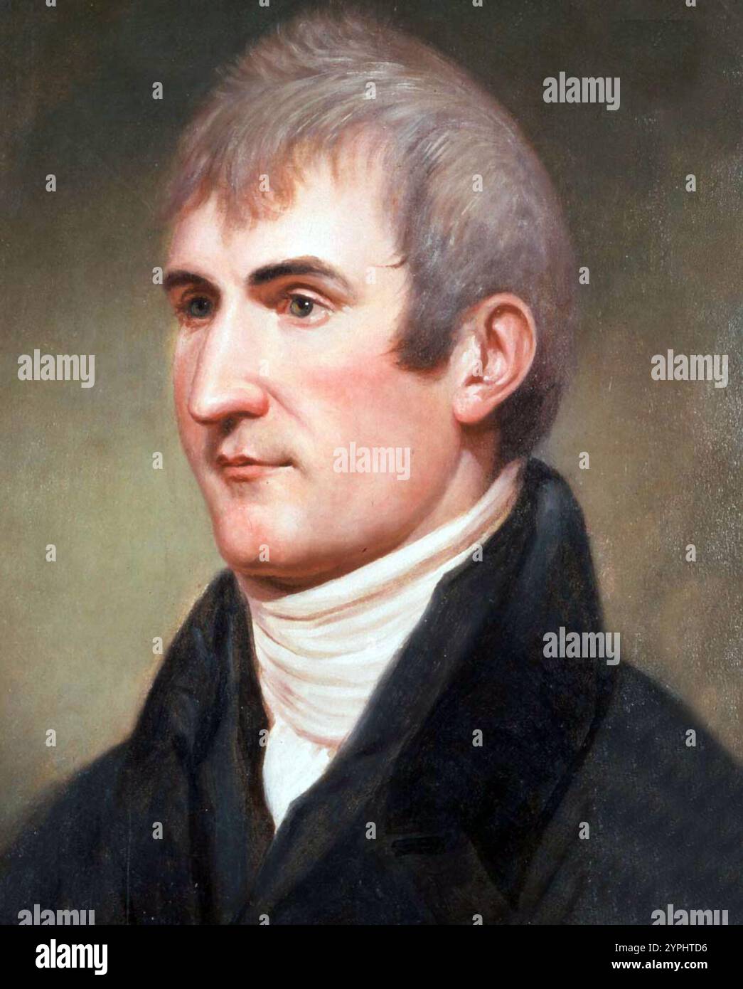 Meriwether Lewis (18 agosto 1774 – 11 ottobre 1809) è stato un esploratore, soldato, politico e amministratore pubblico statunitense, noto soprattutto per il suo ruolo di leader della spedizione di Lewis e Clark, noto anche come Corps of Discovery, con William ClPortrait di Charles Wilson Peale, 1807ark. La loro missione era quella di esplorare il territorio dell'acquisto della Louisiana, stabilire il commercio con, e la sovranità sul Ritratto di Charles Wilson Peale, intorno al 1807 Foto Stock