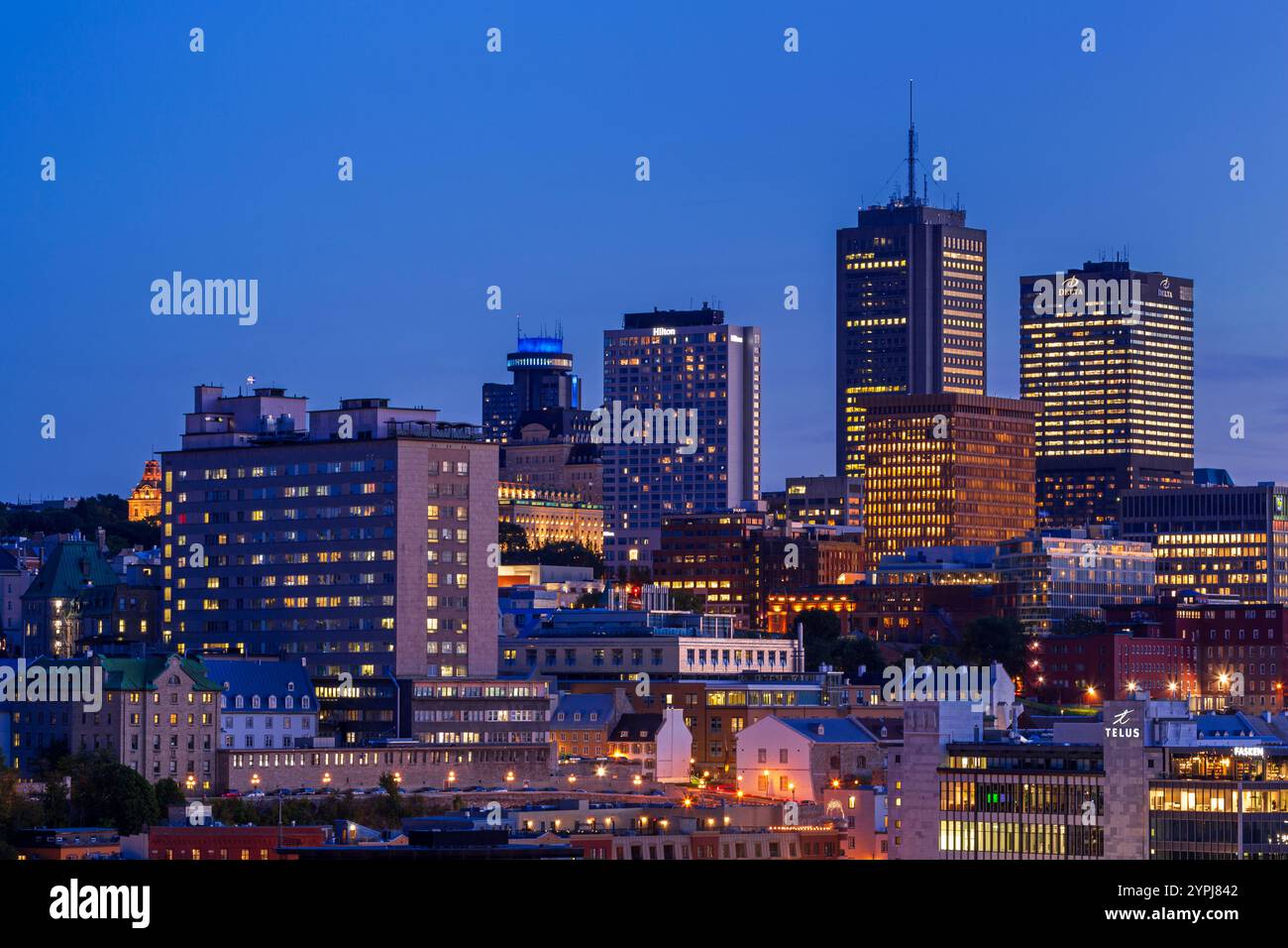 Skyline di notte, Quebec City, Canada Foto Stock