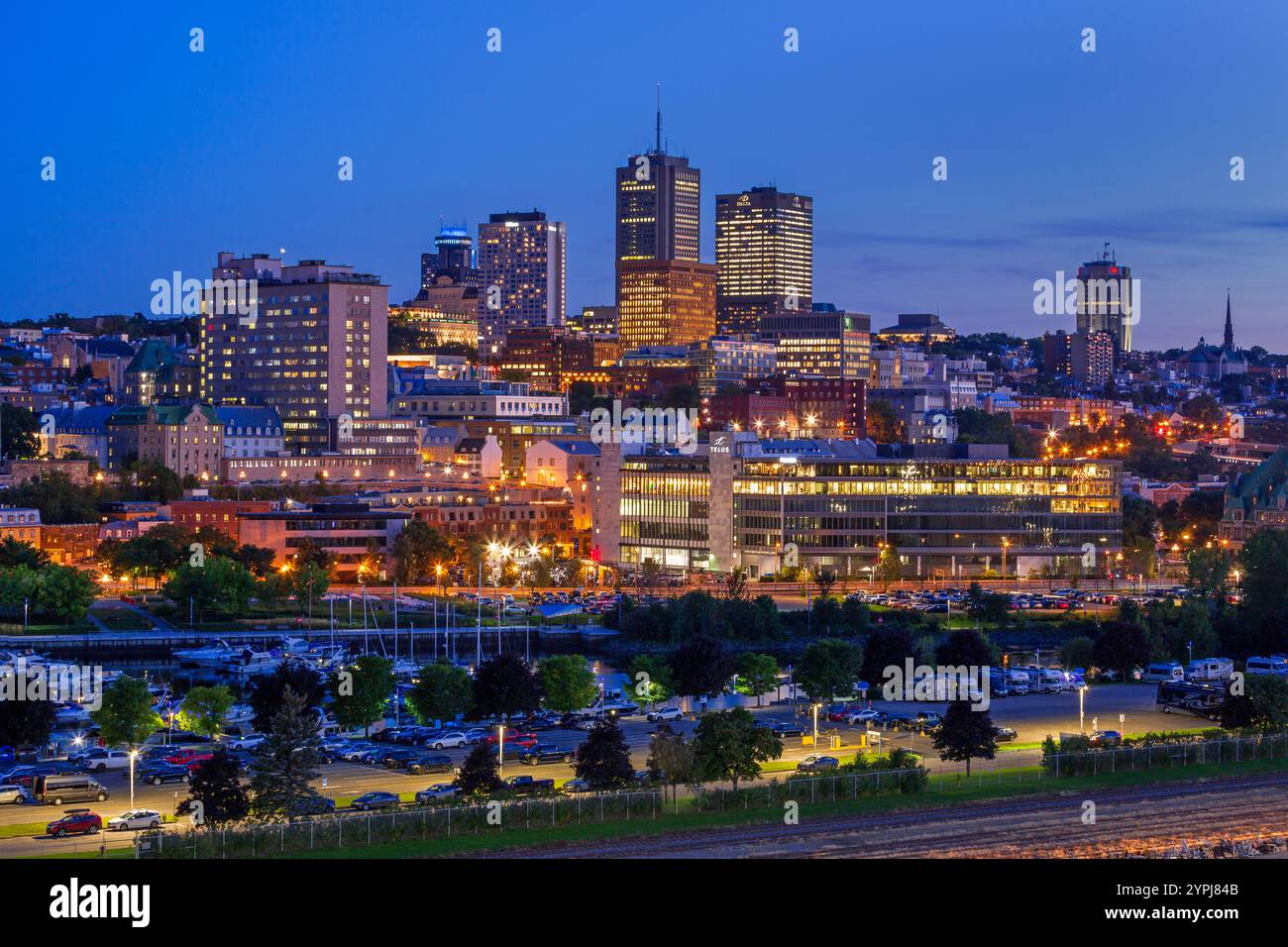 Skyline di notte, Quebec City, Canada Foto Stock