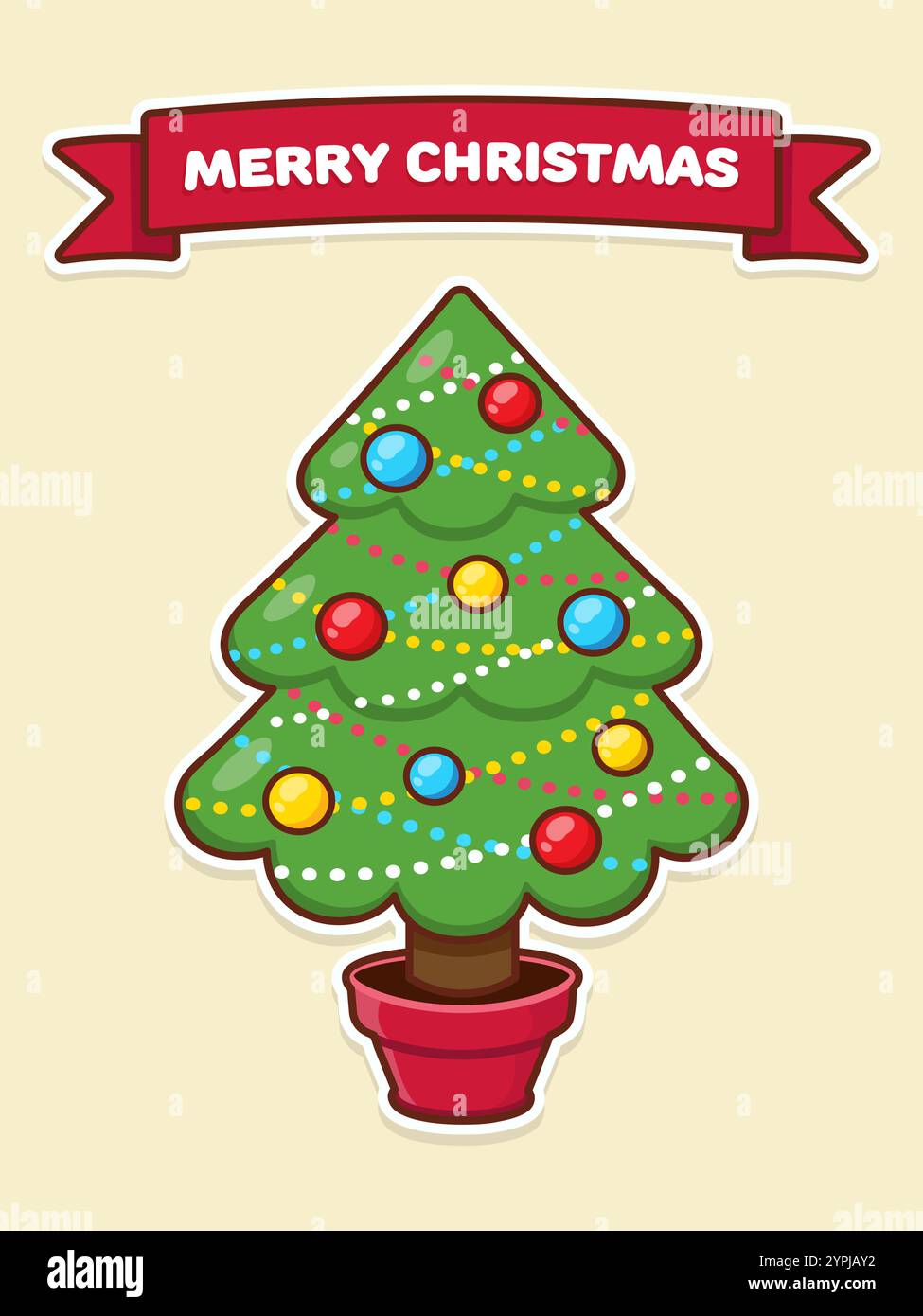 Albero di Natale. Illustrazione di un cartone animato vettoriale. Illustrazione Vettoriale