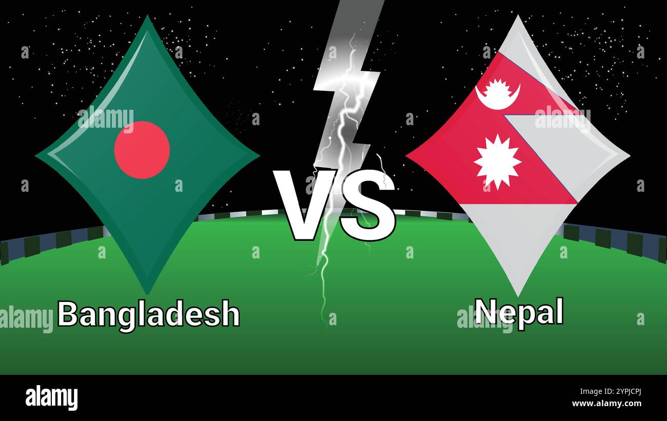 Partite tra stadio e Sky Stars Thunder Flash con Bangladesh vs Nepal Illustrazione Vettoriale