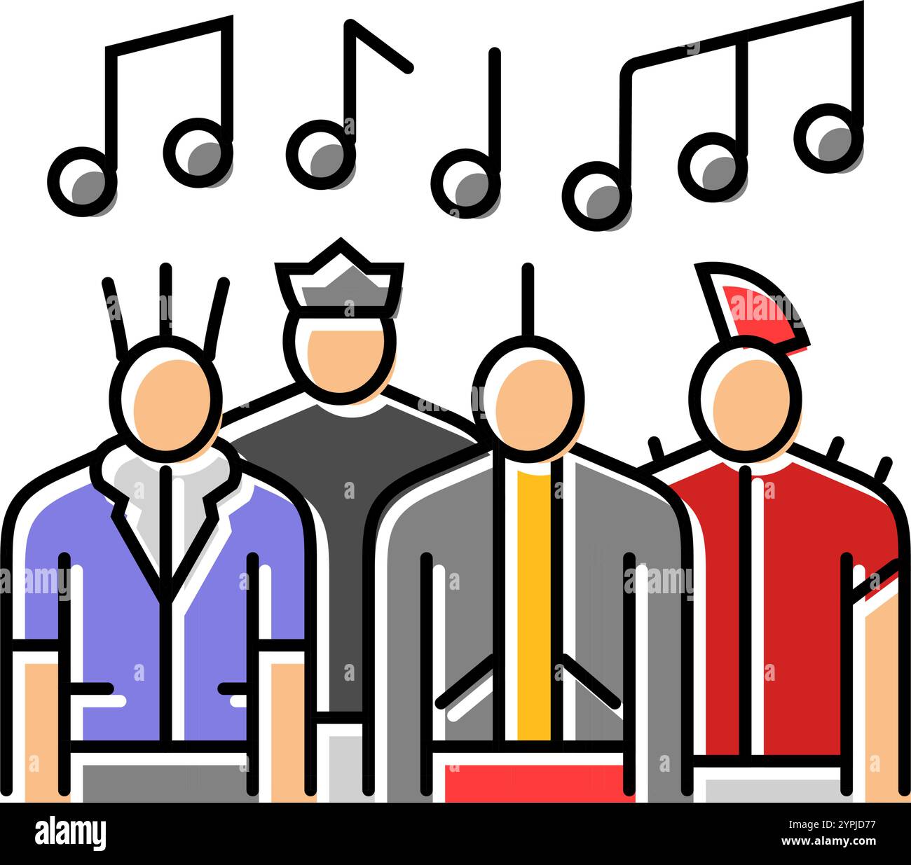 illustrazione vettoriale dell'icona a colori in stile subcultura delle band punk Illustrazione Vettoriale