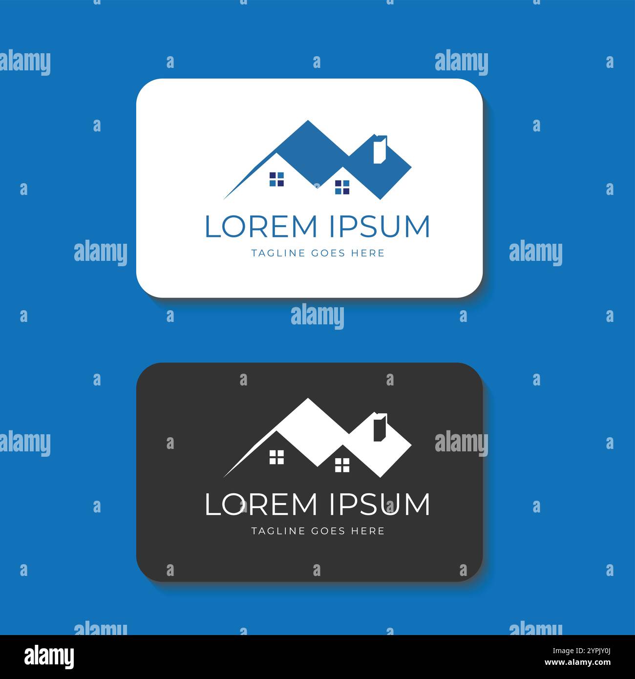 Blue Roof Top House for Real Estate Property Construction Logo Design Vector Illustrazione Vettoriale