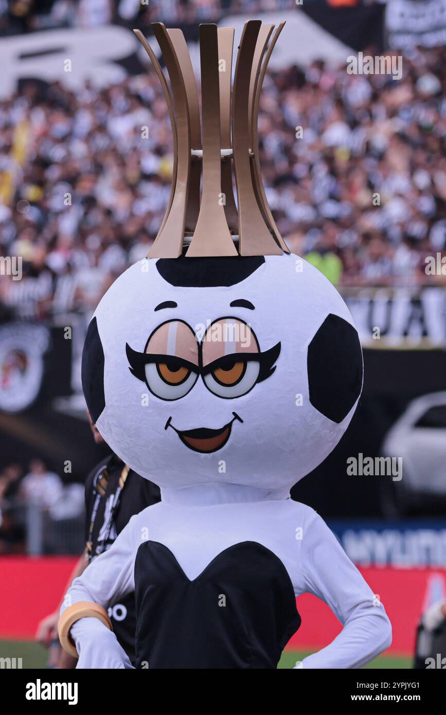 Buenos Aires, Argentina - 30 novembre 2024: Atlético Mineiro e Botafogo affrontano la finale di Copa Libertadores all'Estadio Monumental di Buenos Aires, segnando uno storico scontro tutto brasiliano. I tifosi di entrambe le squadre hanno riempito la città di energia, mentre i due club competono per l'ambito titolo sudamericano. La partita promette una posta alta, una rivalità intensa e il calcio al suo meglio. (Foto di UNAR Photo) Foto Stock