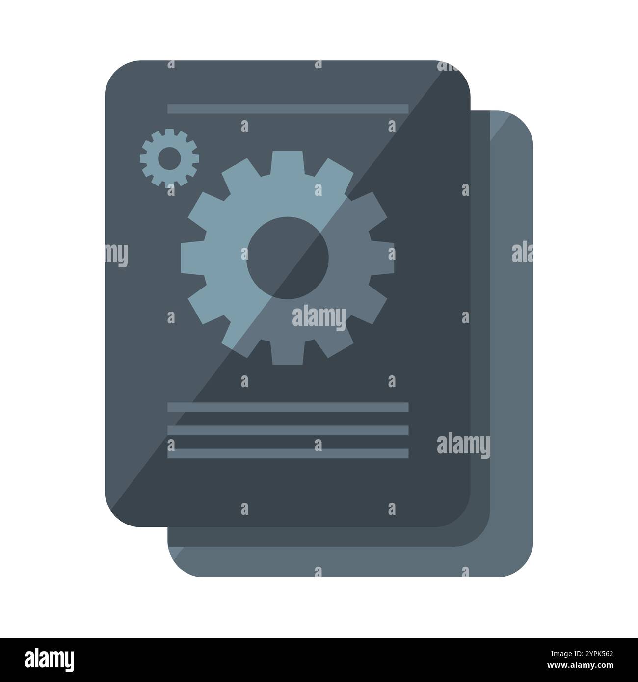 Documento con un attrezzo, simbolo di impostazioni, configurazione o documentazione tecnica. Ideale per temi tecnologici, software e IT. Illustrazione Vettoriale