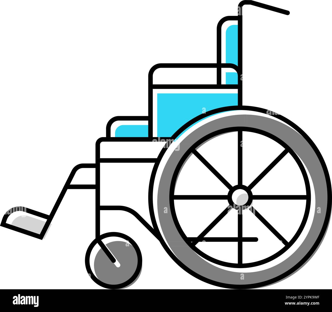 illustrazione vettoriale dell'icona del colore della lesione da frattura della sedia a rotelle Illustrazione Vettoriale