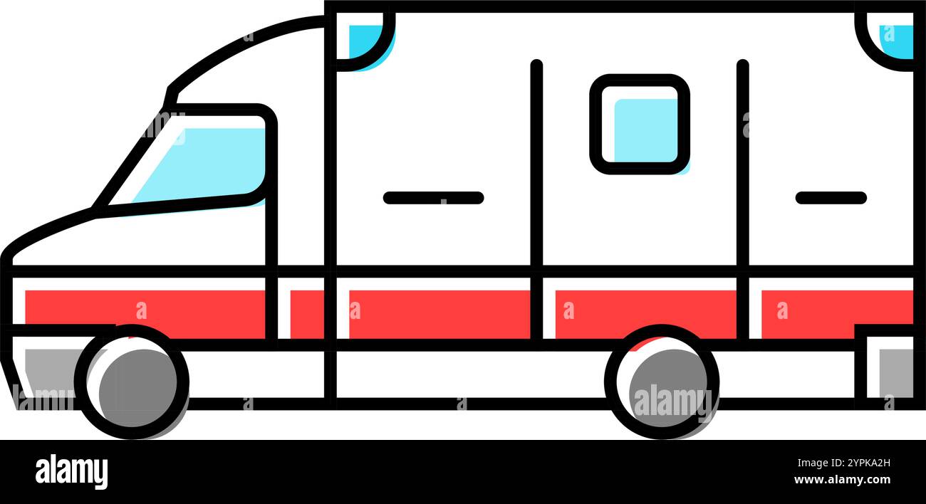 illustrazione vettoriale dell'icona del colore della lesione da frattura dell'ambulanza Illustrazione Vettoriale