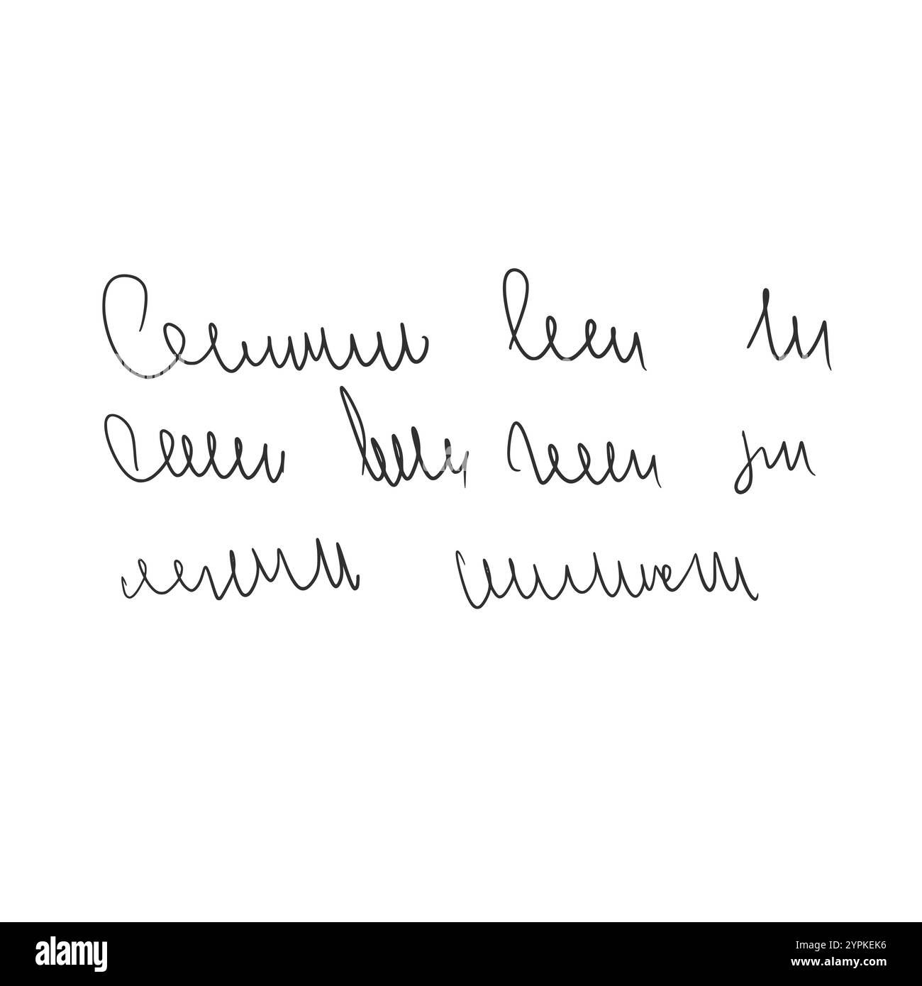Messaggio scritto a mano da scarabocchiare illeggibile. Nota con lettera di testo a mano libera isolata su sfondo bianco. Script corsivo illeggibile. Illustrazione vettoriale disegnata a mano Illustrazione Vettoriale