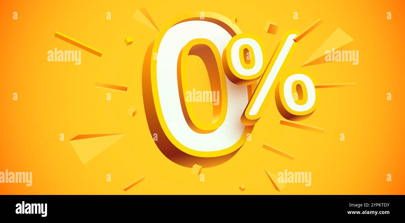 0 percento. numero 3d 0. Banner di vendita. Illustrazione vettoriale. Illustrazione Vettoriale