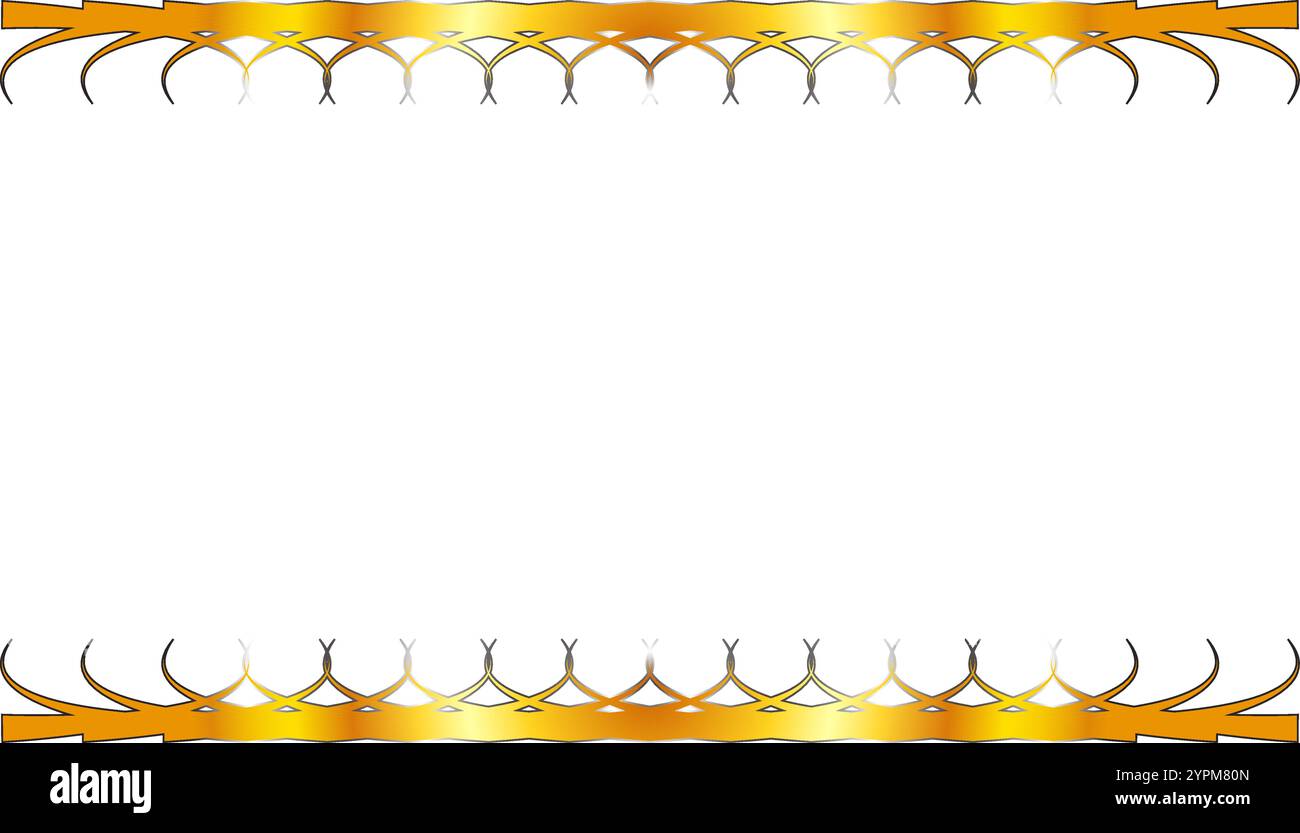 Cornice con bordi decorati dorati e senza cuciture con design superiore inferiore come rami di alberi che si legano tra loro Illustrazione Vettoriale