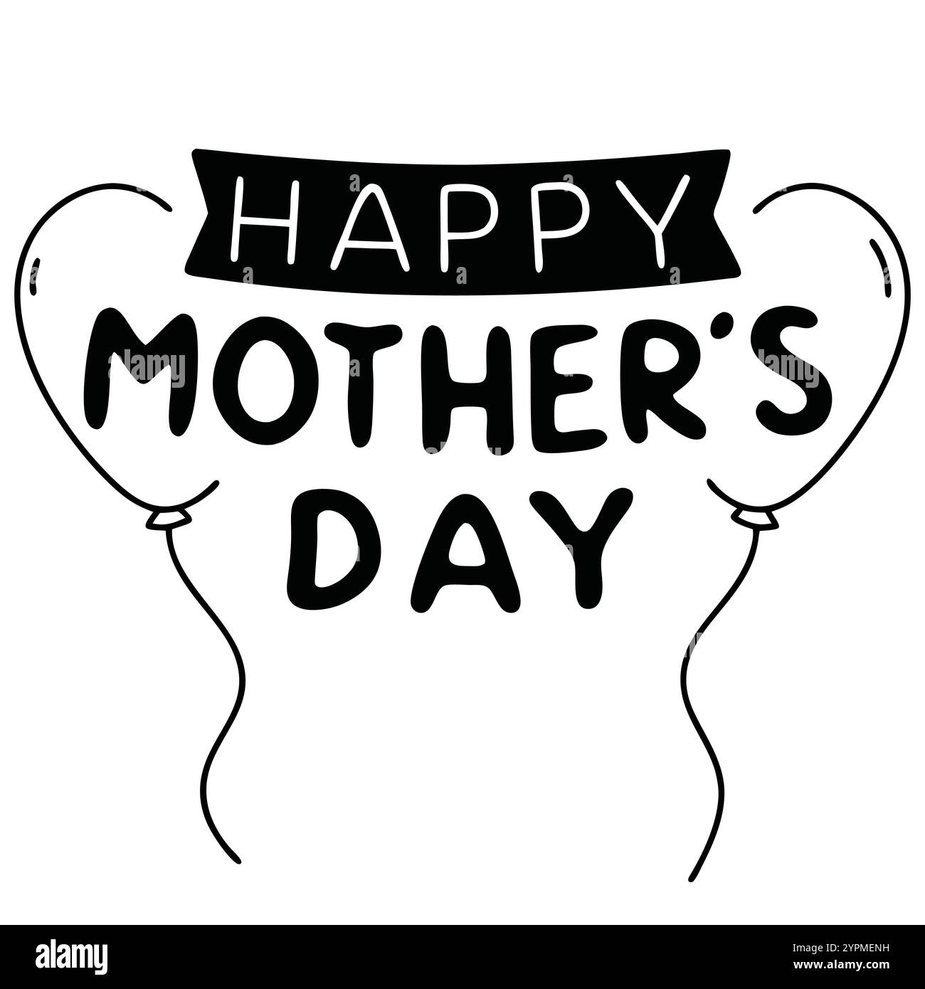 logo circle happy mother's day, scritta nera su bianca Illustrazione Vettoriale