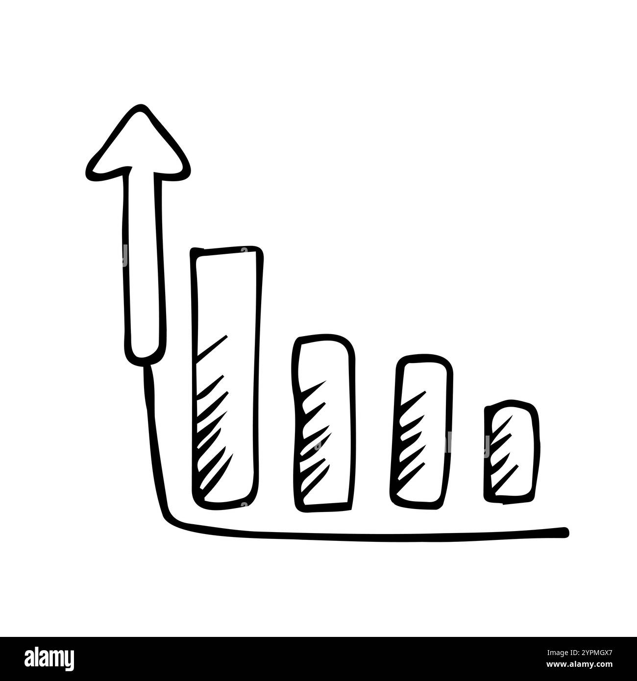 Infografica vettoriale Doodle. Analisi, analisi dei dati, crescita dei profitti, economia, lavoro a casa. Illustrazione Vettoriale