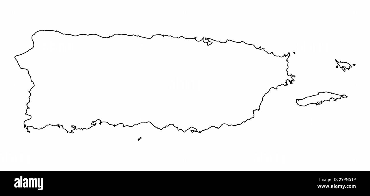 La mappa di Porto Rico è isolata su sfondo bianco Illustrazione Vettoriale