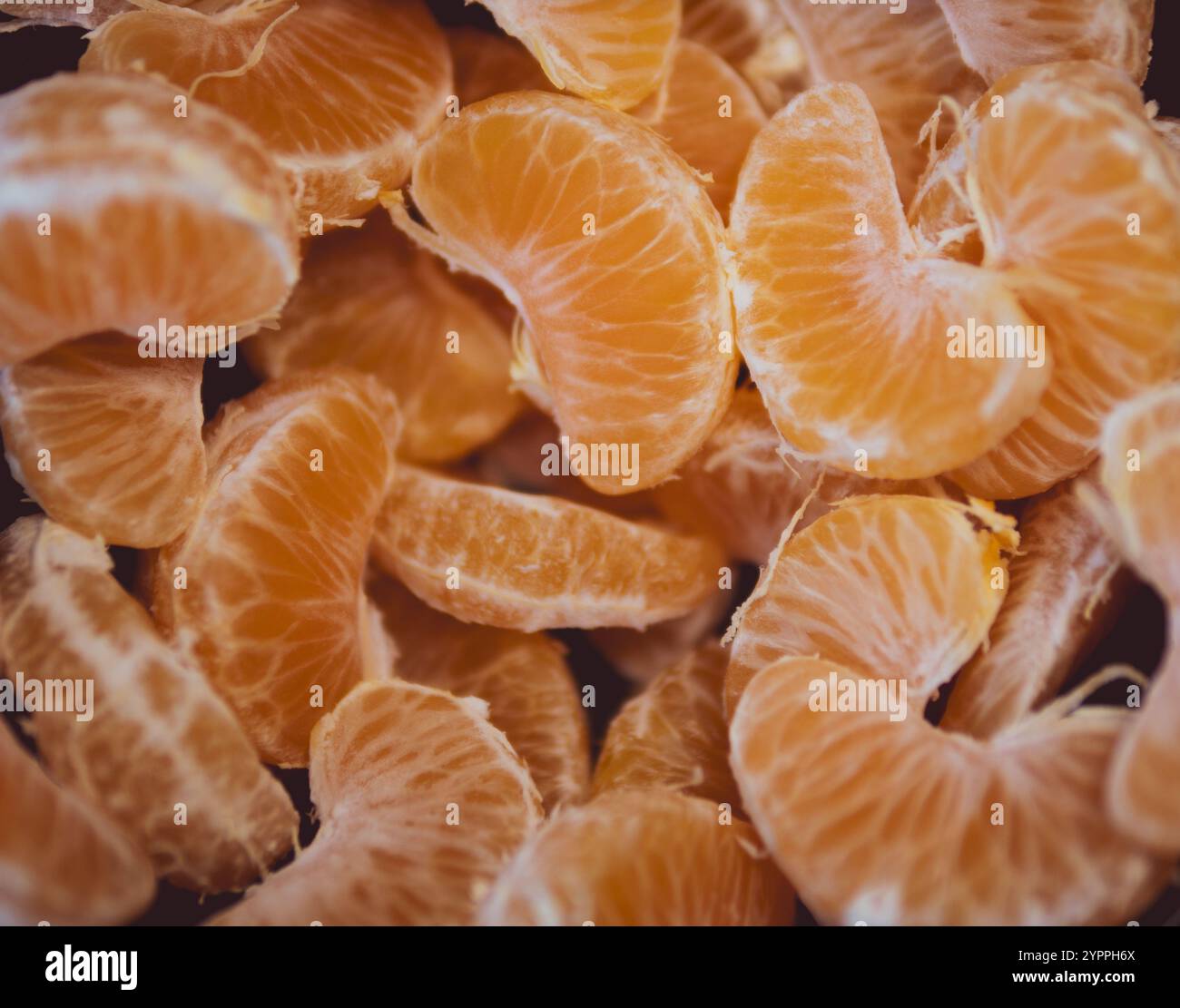 texture mandarino mandarino.fette mature primo piano. Foto Stock