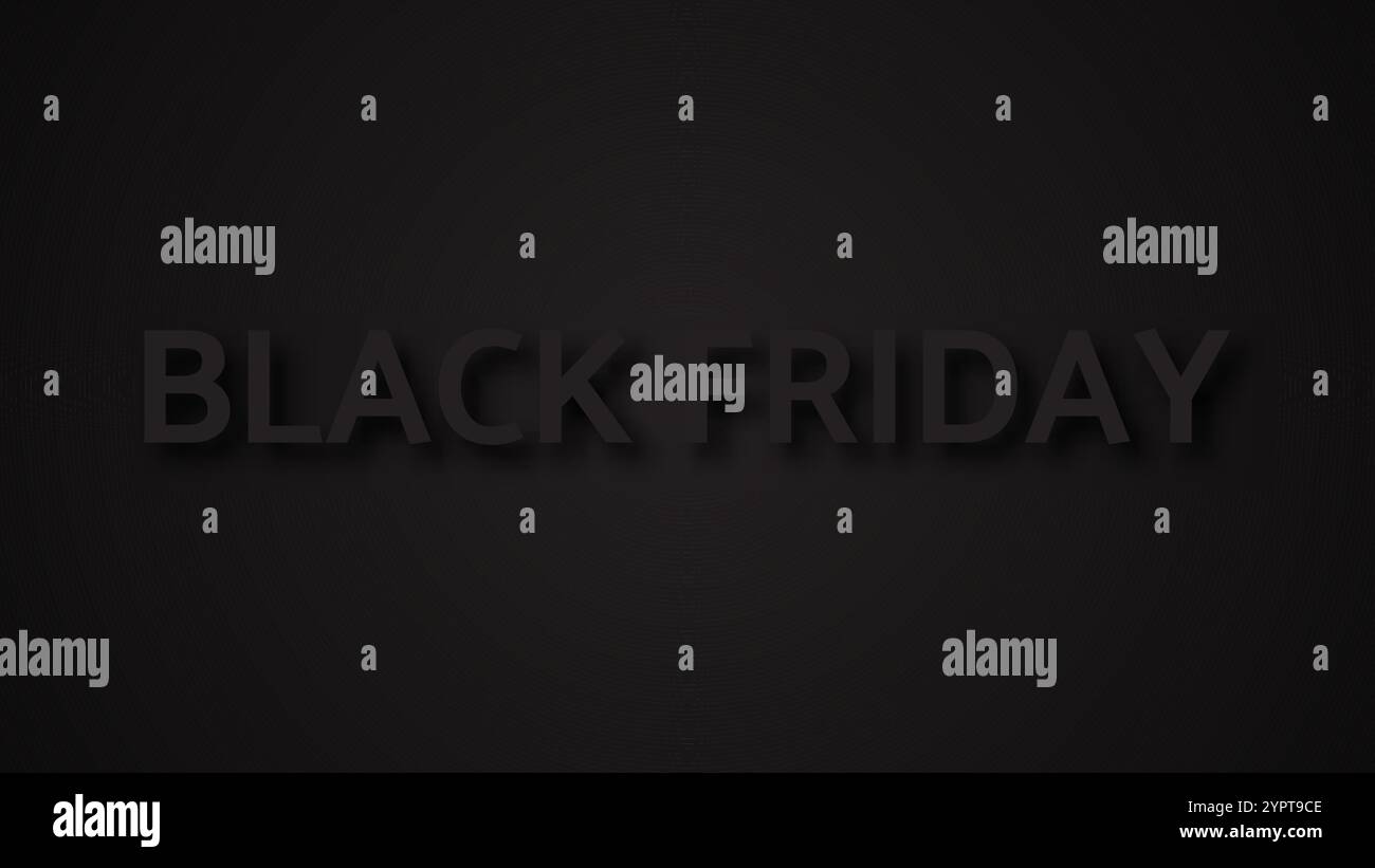 Striscione per gli sconti del Black friday. Testo nero con ombra su sfondo nero. Illustrazione vettoriale Illustrazione Vettoriale