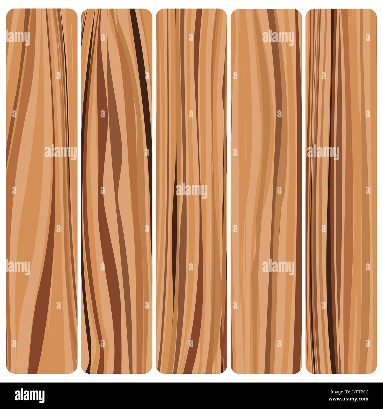 Cinque tavole di legno. Struttura in legno astratto vettoriale con design piatto. Illustrazione Vettoriale