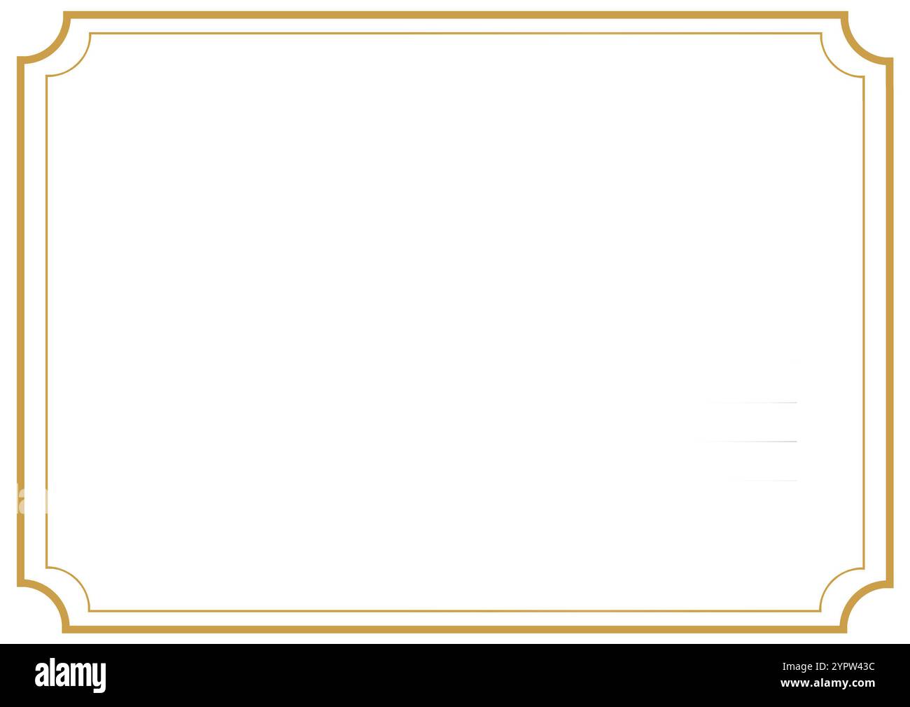 Cornice del certificato vuota con bordo dorato Foto Stock