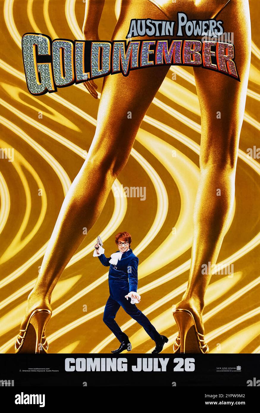 Austin Powers in Goldmember (2002) diretto da Jay Roach e interpretato da Mike Myers, Beyoncé Knowles e Michael Caine. Una spia britannica viaggia nel tempo per salvare suo padre dal criminale Goldmember. Fotografia di un poster originale del 2002 DA UTILIZZARE ESCLUSIVAMENTE PER L'EDITORIALE. Credito: BFA / New Line Cinema Foto Stock