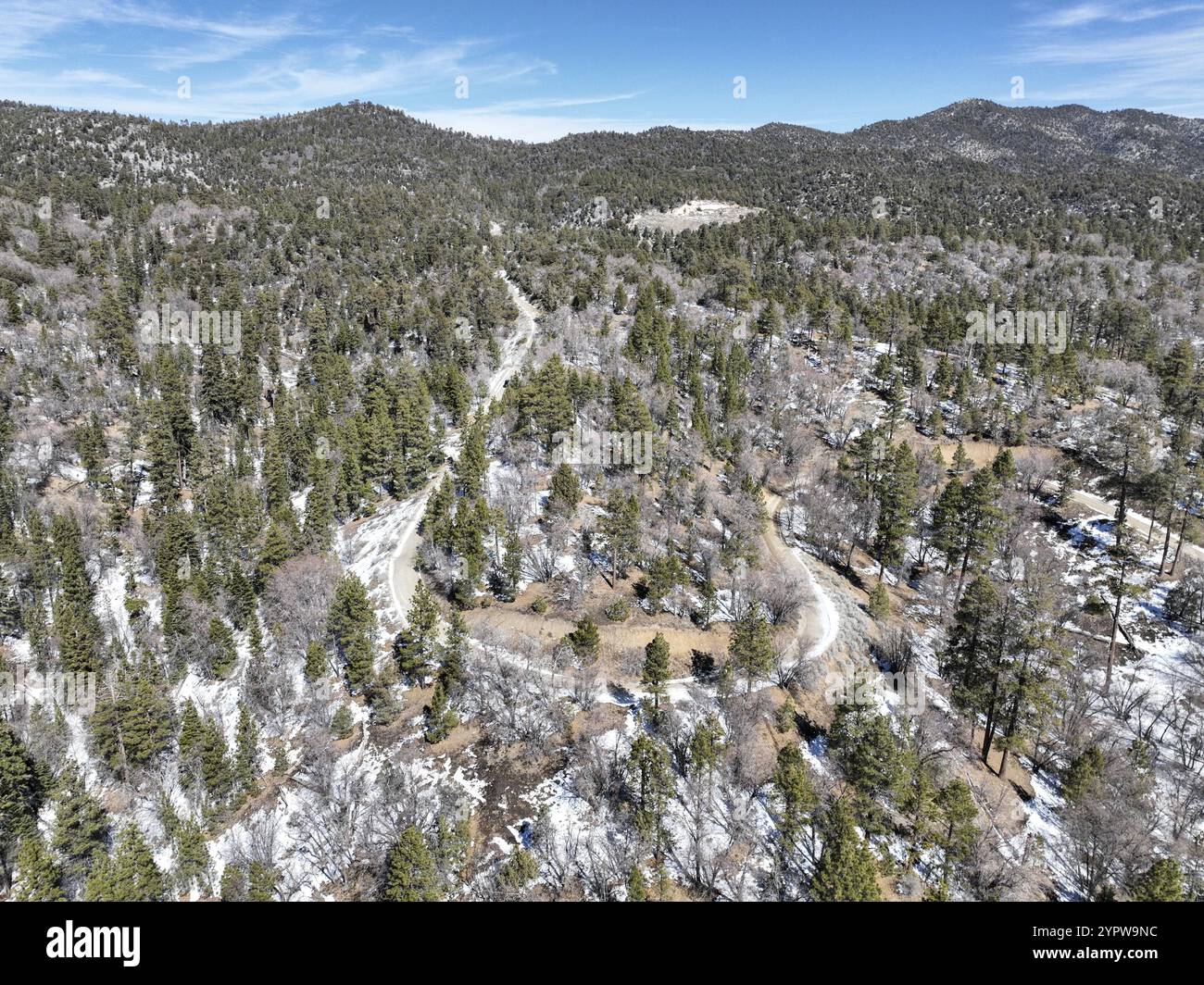 Vista aerea sul lago Big Bear e sulla foresta nazionale di San Bernardino con Now, California del Sud, Stati Uniti, Nord America Foto Stock