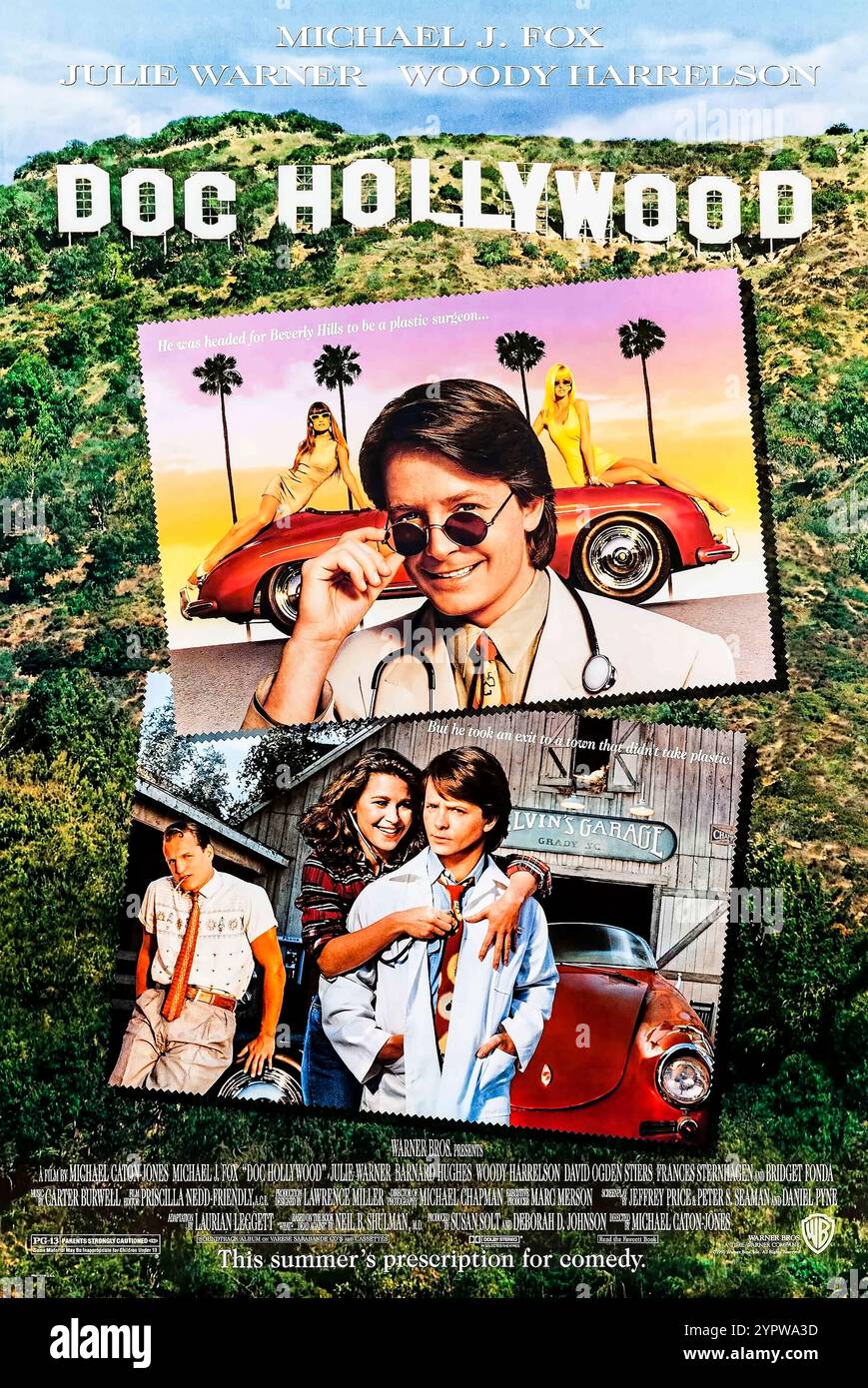 DOC Hollywood (1991), diretto da Michael Caton-Jones e interpretato da Michael J. Fox, Julie Warner e Woody Harrelson. Un promettente chirurgo plastico viene bloccato in una piccola città del sud e impara preziose lezioni di vita sul successo e la felicità. Fotografia di un poster originale del 1991 USA a un foglio SOLO PER USO EDITORIALE. Crediti: BFA / Warner Bros Foto Stock