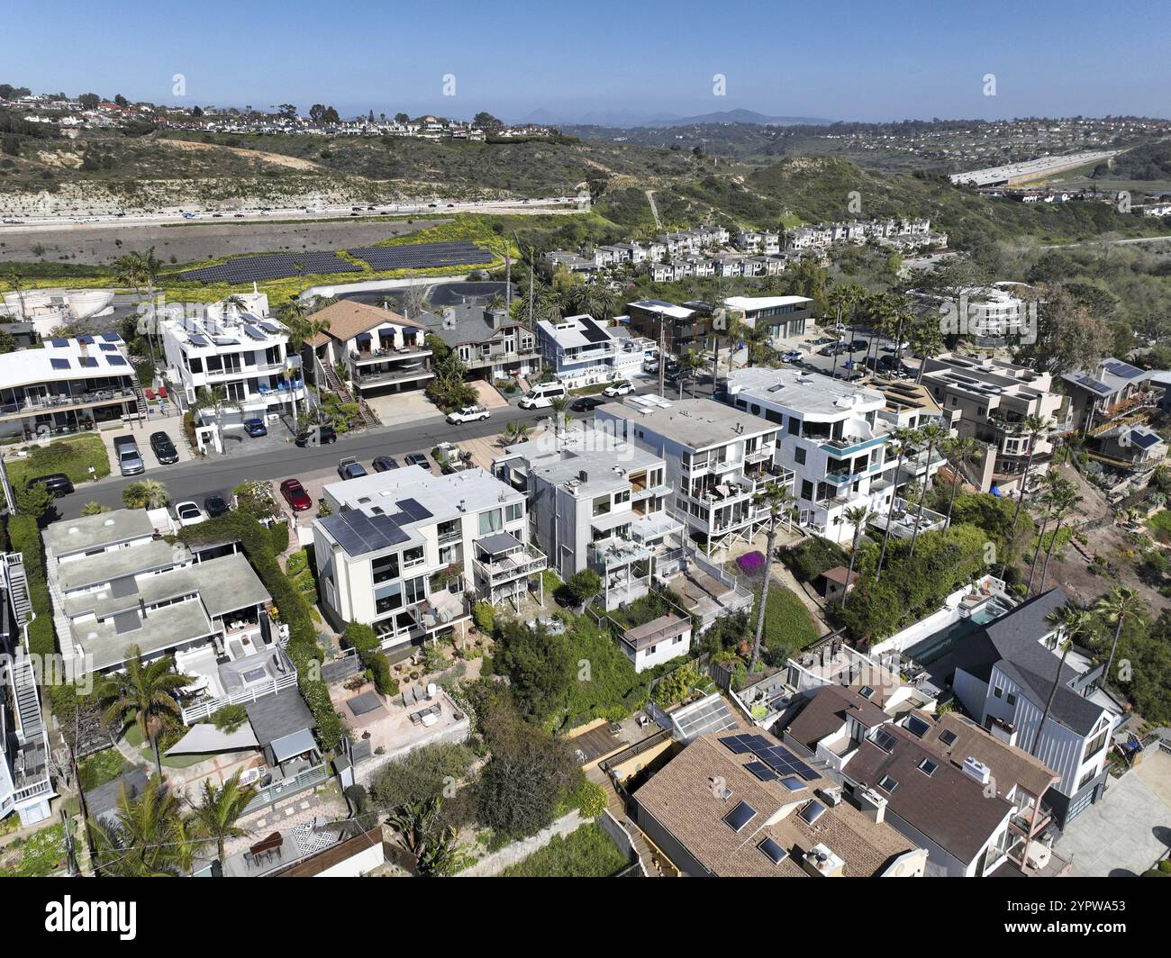 Vista aerea della ricca città di Encinitas a San Diego, California del Sud, Stati Uniti, Nord America Foto Stock