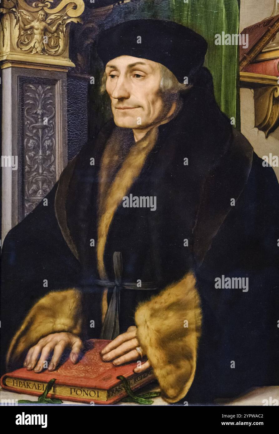 Erasmus, Hans Holbein il giovane, olio su legno, 1523, National Gallery, Londra, Inghilterra, Gran Bretagna Foto Stock