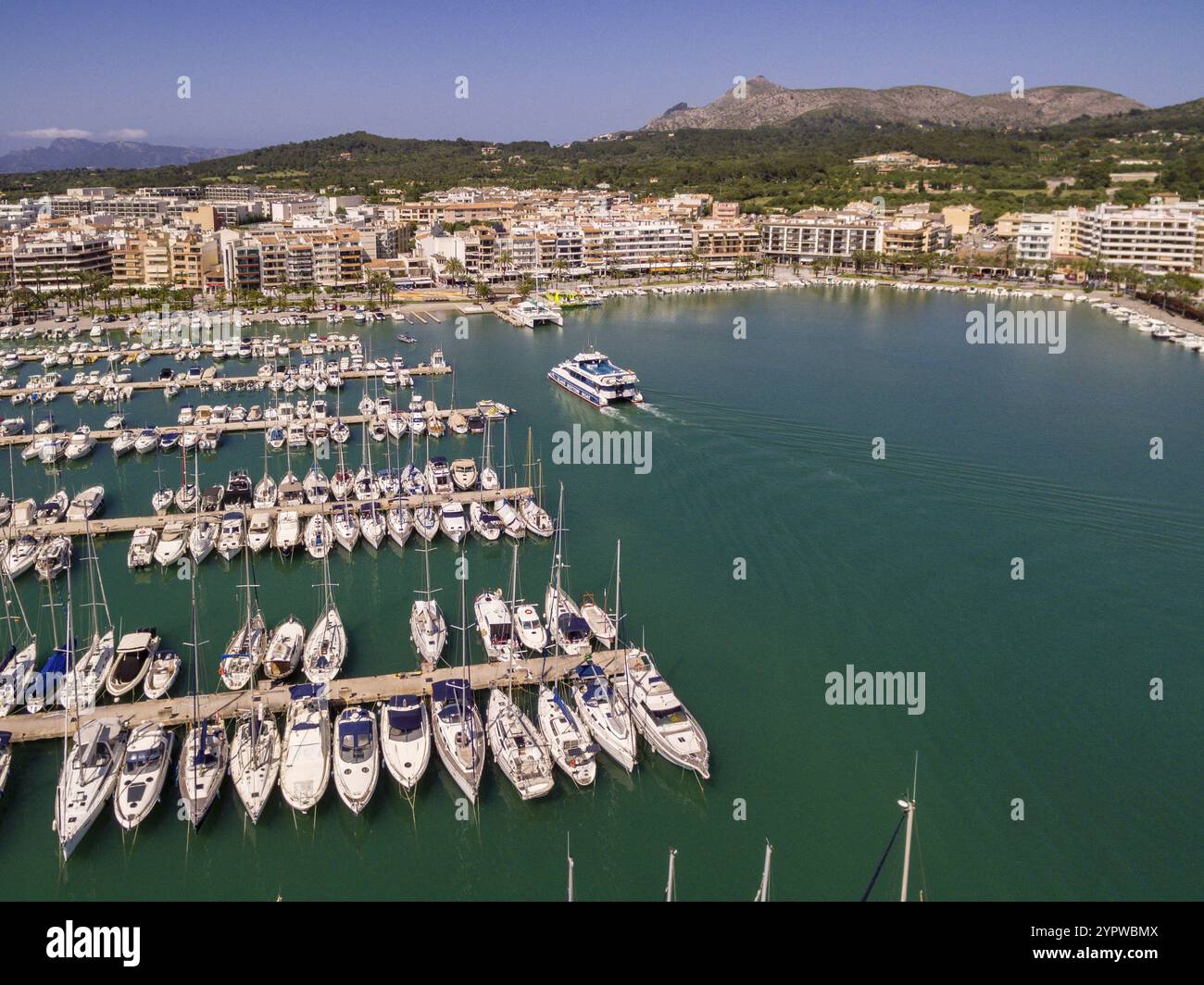 Puerto deportivo, Port d Alcudia, Maiorca, Isole baleari, Spagna, Europa Foto Stock