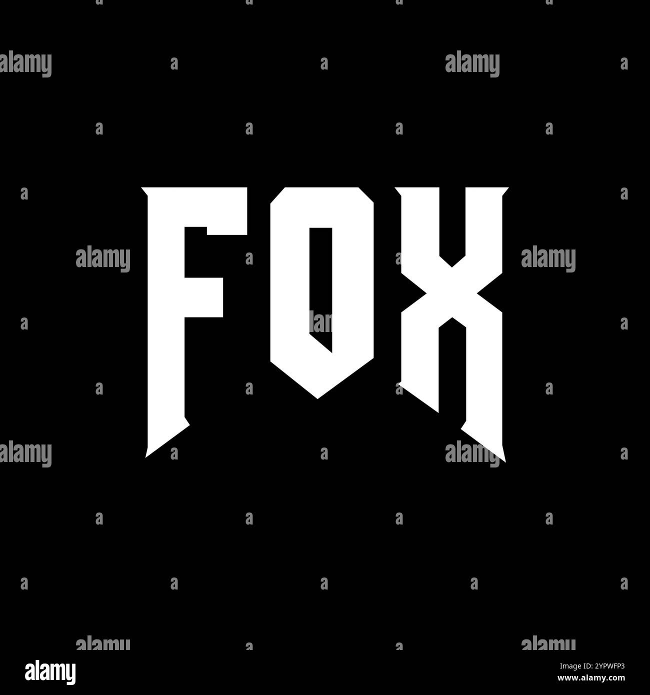 Design del logo FOX Letter per l'azienda tecnologica. Combinazione di colori bianco e nero con logo FOX. Logo FOX, vettore FOX, design FOX, icona FOX, alph FOX Illustrazione Vettoriale