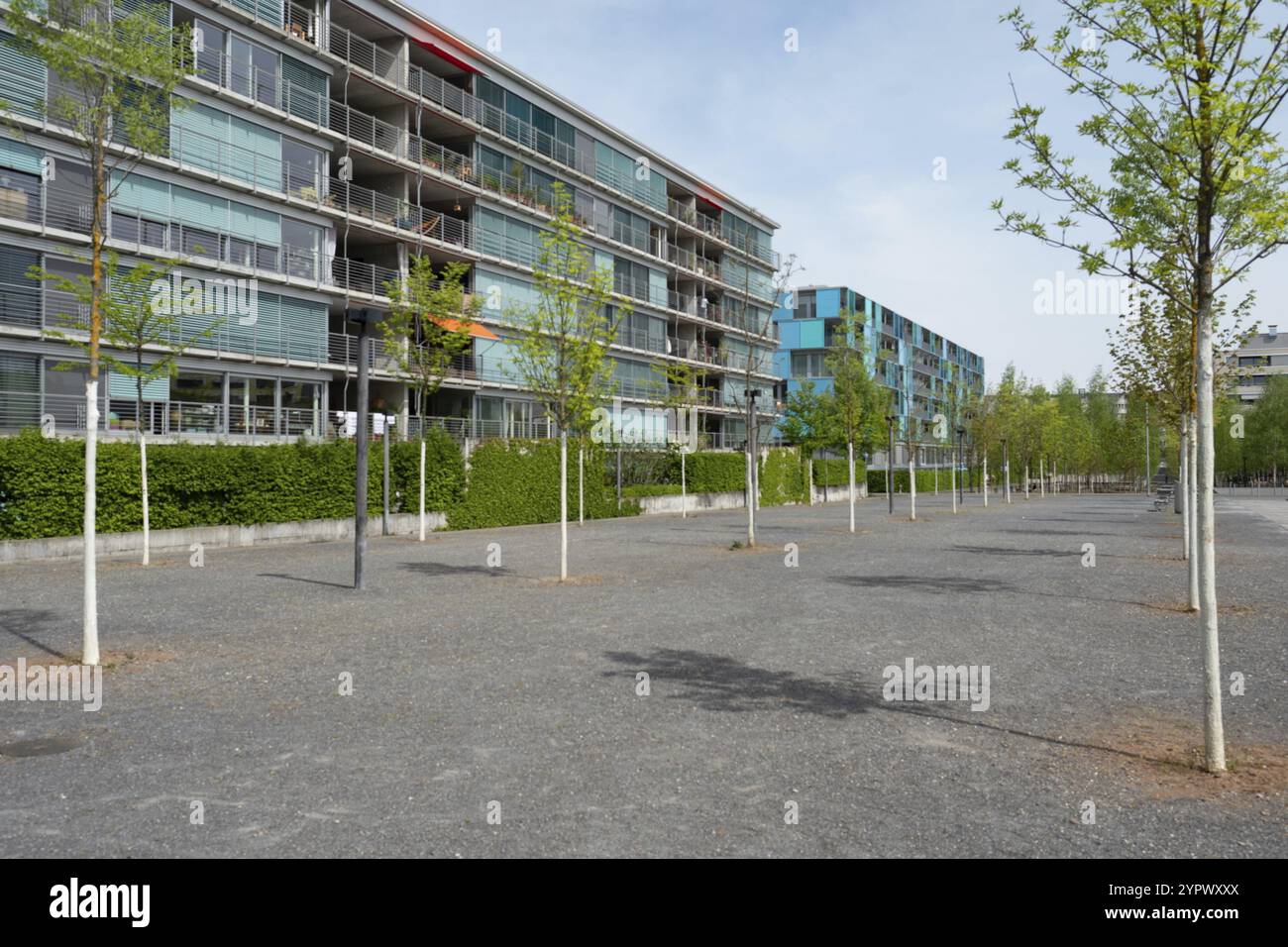 Il Parco Oerliker di Zurigo è un esempio importante di combinazione di attraente spazio urbano con moderna architettura densa Foto Stock