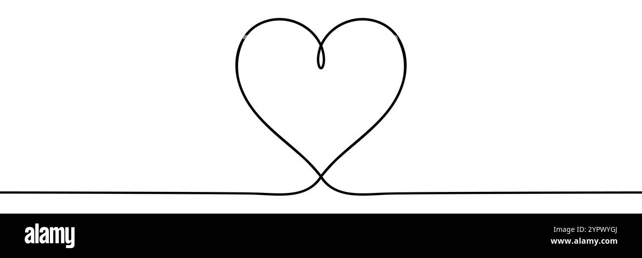 Illustrazione del contorno immagine vettoriale di un cuore. Opera d'arte disegnata a mano di un cuore. Logo originale semplice e carino. Illustrazione vettoriale disegnata a mano per i poster Illustrazione Vettoriale