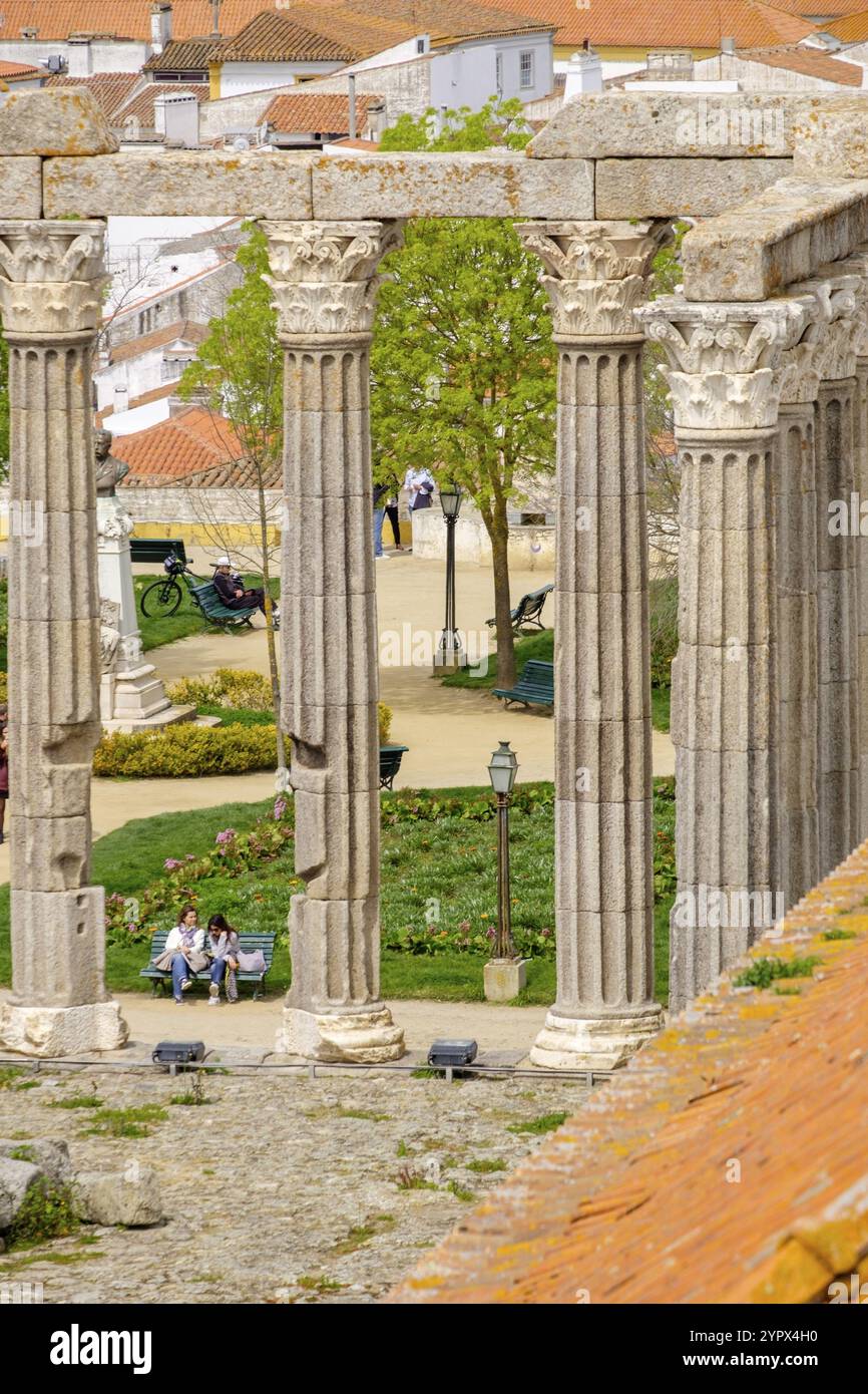 Templo romano de Evora, Templo de Diana, Evora, Alentejo, Portogallo, Europa Foto Stock