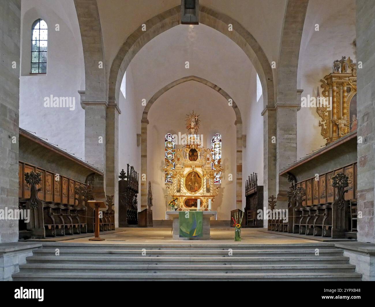 Veduta dell'altare nella Cattedrale di Merseburgo di San Giovanni e San Lorenzo. Sassonia-Anhalt, Germania, Europa Foto Stock