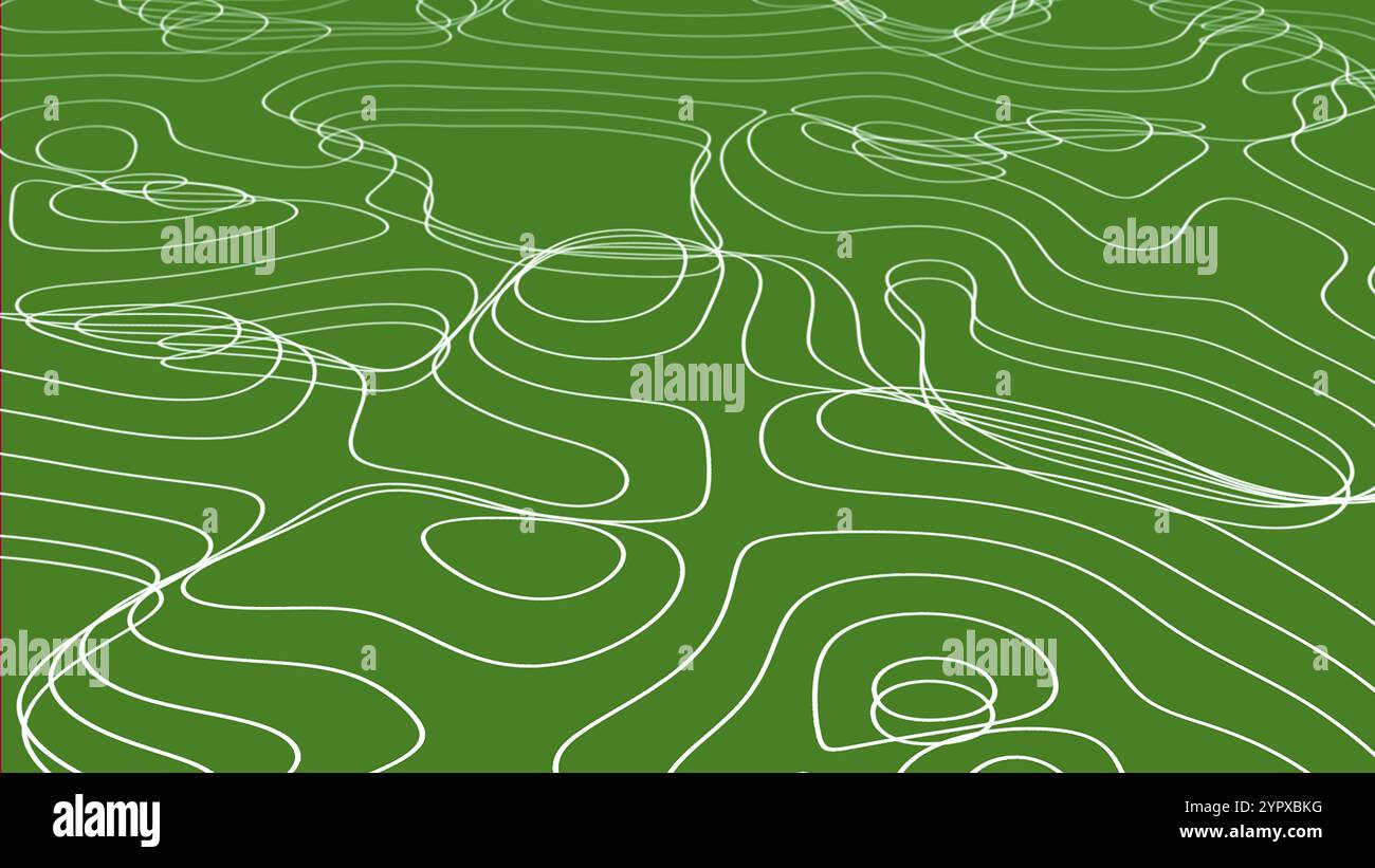 Green 3D Mappa topografica sfondo concetto astratto sfondo. Spazio Geografia sfondo delle linee curve ondulate Foto Stock