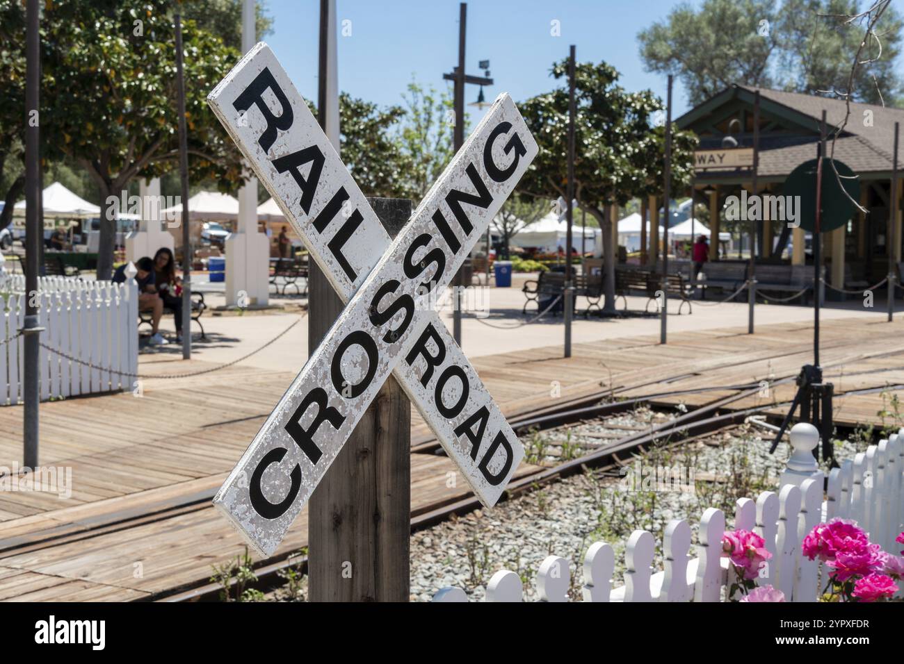 Old Poway Park e attraversamento ferroviario, Poway, California, USA, Nord America Foto Stock