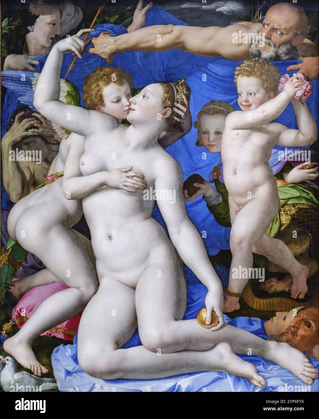 Bronzino, un'allegoria con Venere e Cupido, 1545, olio su tela, National Gallery, Londra, Inghilterra, Gran Bretagna Foto Stock