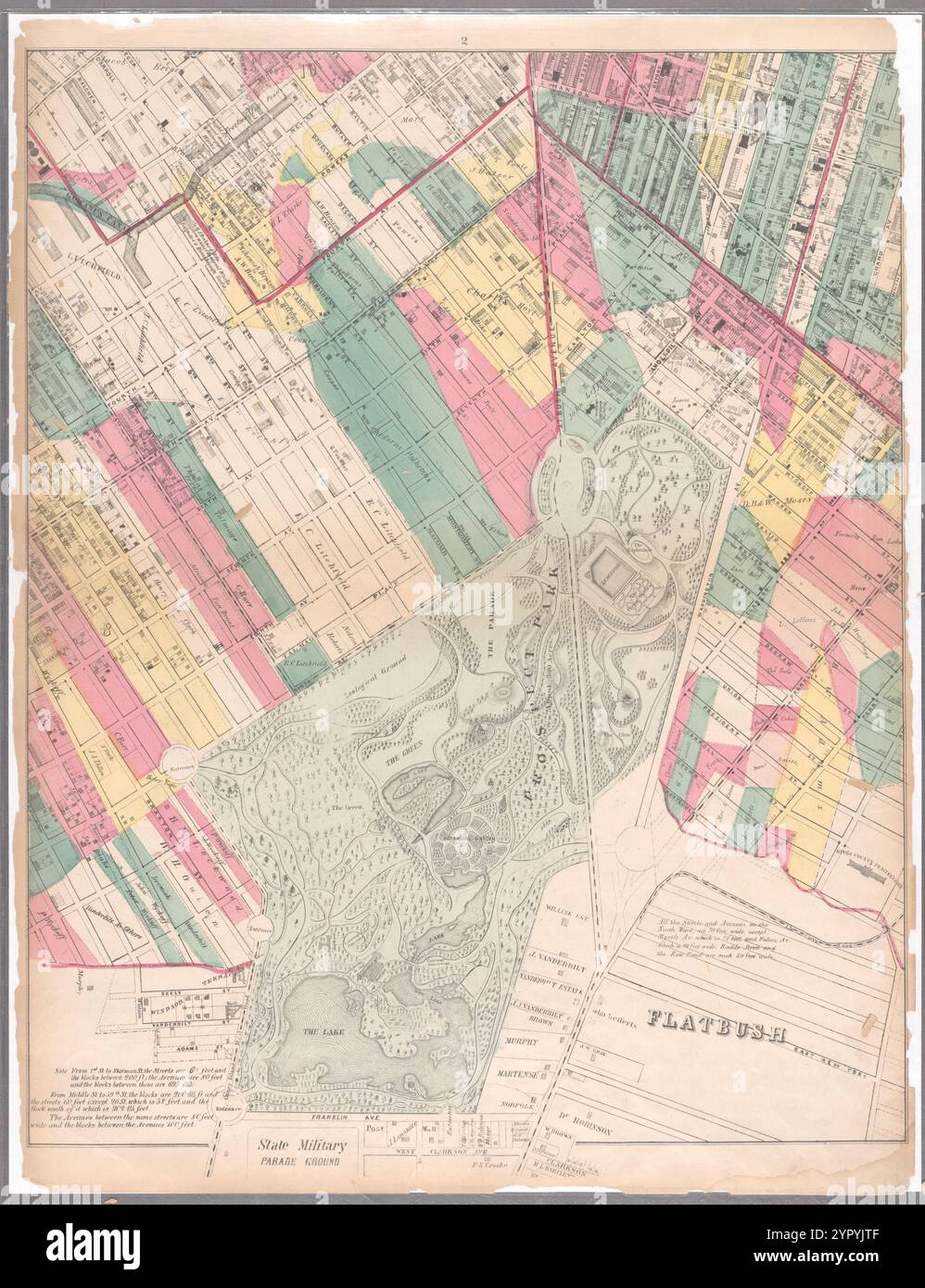 Foglio 2: Mappa che comprende Prospect Park, Windsor Terrace, Park Slope, Carroll Gardens, Gowanus Canal, Fort Greene, Clinton Hill e Prospect Heights 1869 Foto Stock