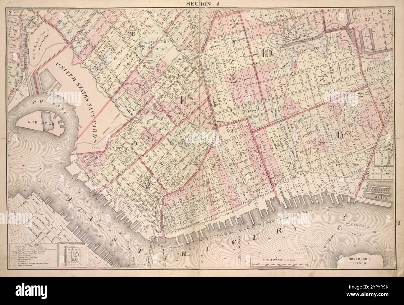 Brooklyn, Double Page Section 2; [inclusi i reparti 1, 2, 3, 4, 5, 6, 10 ,11, 20, 22] 1874 di J.B. Beers & Co. Foto Stock