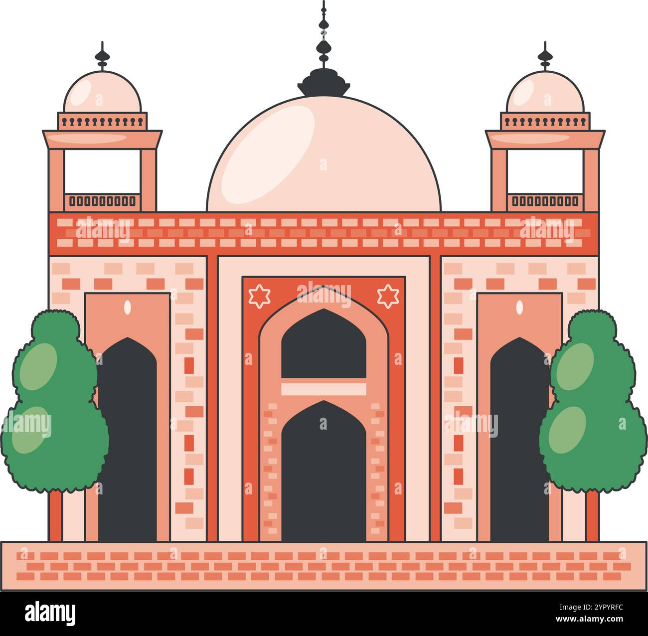 vista frontale della tomba di humayun Illustrazione Vettoriale