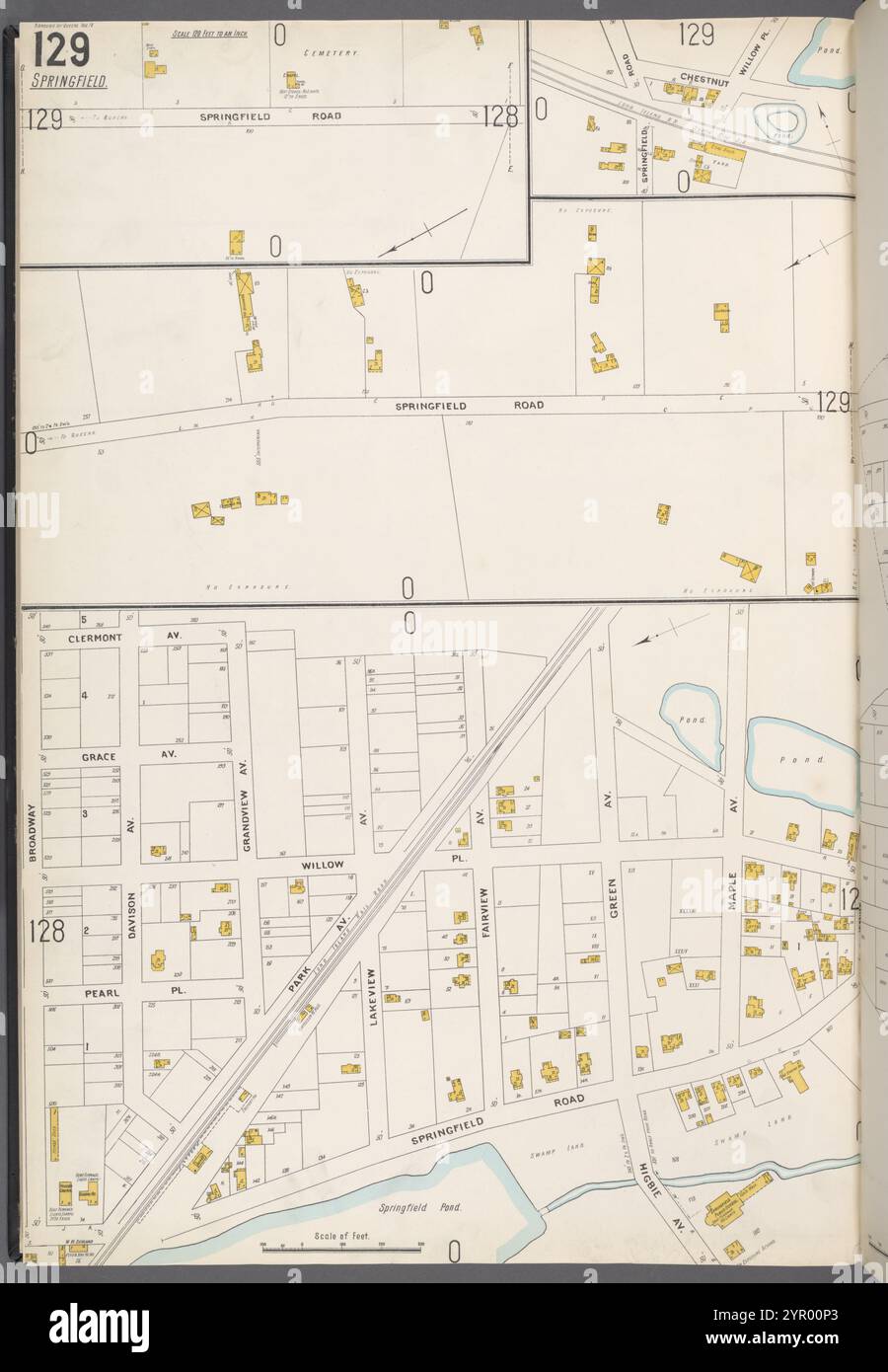 Queens V. 4, Plate No. 129 [Mappa delimitata da Springfield Rd., Clermont Ave., Maple Ave., Springfield Rd., Broadway] 1884 - 1936 Foto Stock
