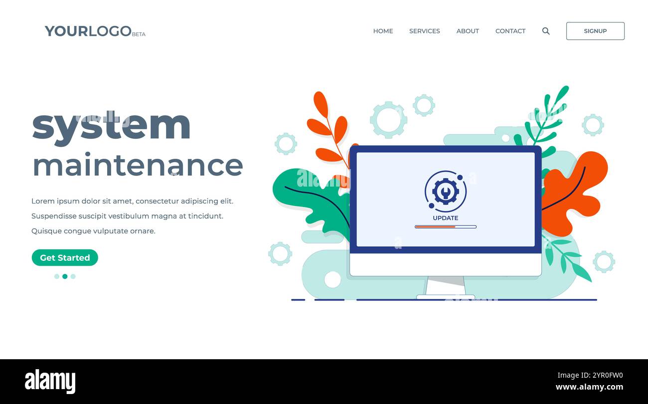 Computer desktop con schermata di aggiornamento, manutenzione del sistema, processo di aggiornamento, installazione del software, sistema operativo, pagina di destinazione dell'illustrazione vettoriale piatta Illustrazione Vettoriale Computer desktop con schermata di aggiornamento, manutenzione del sistema, processo di aggiornamento, installazione del software, sistema operativo, pagina di destinazione dell'illustrazione vettoriale piatta Illustrazione Vettoriale