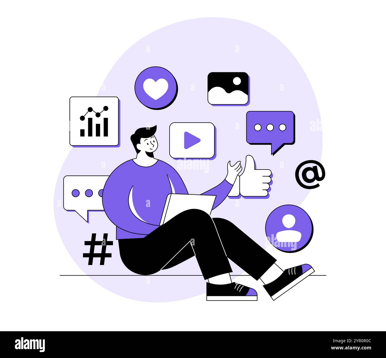 Illustrazione piatta del concetto di marketing sui social media, marketing digitale, approvazione, e-commerce, campagna sui social media, ottimizzazione SEO, nativo Illustrazione Vettoriale Illustrazione piatta del concetto di marketing sui social media, marketing digitale, approvazione, e-commerce, campagna sui social media, ottimizzazione SEO, nativo Illustrazione Vettoriale