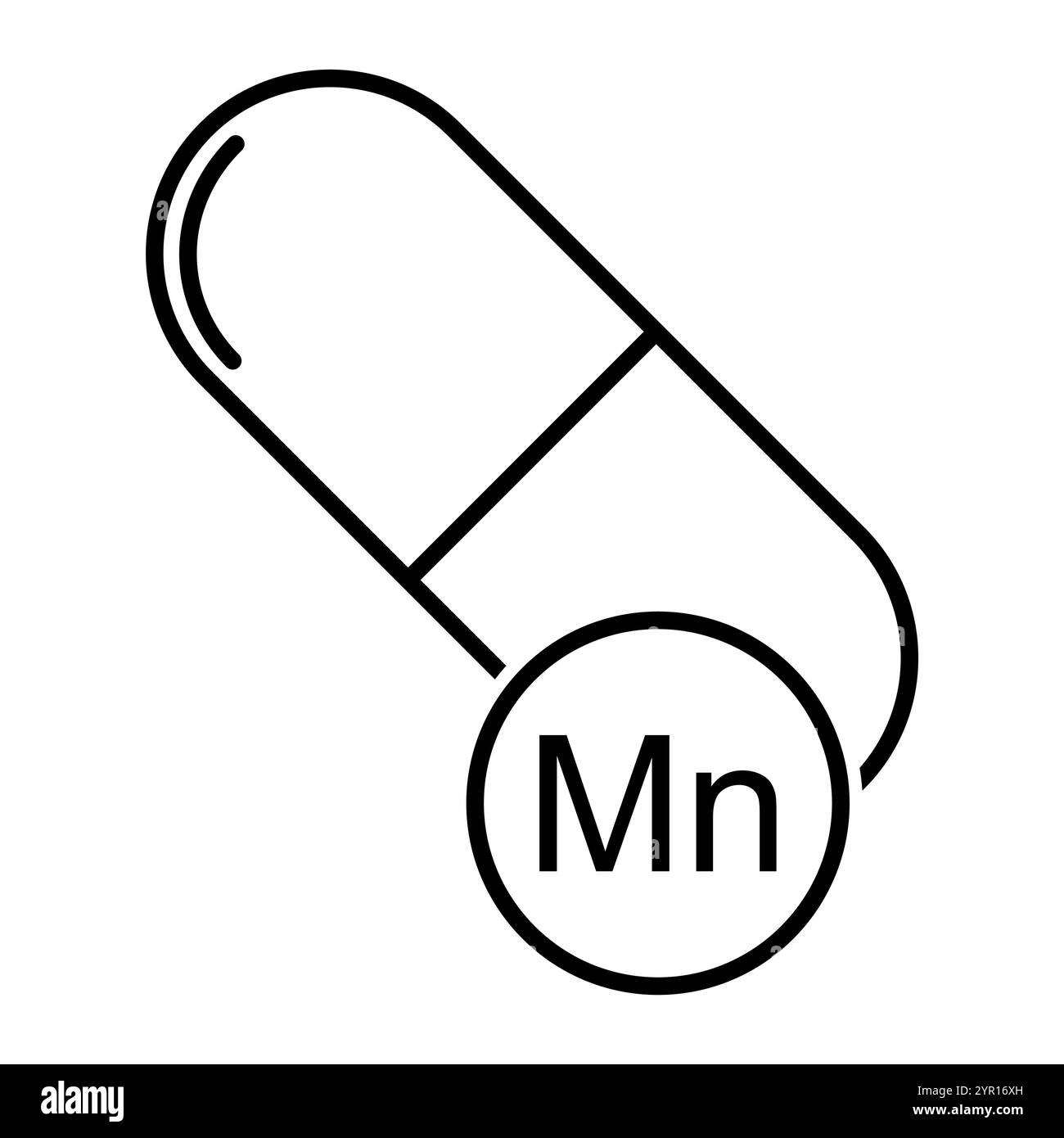 Icona Mn minerale, simbolo integratore pillola di medicina sana, illustrazione vettoriale di vitamina complessa . Illustrazione Vettoriale