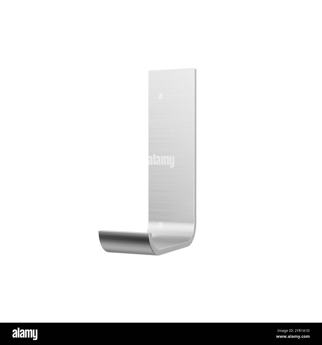 Gancio isolato su sfondo bianco. Metallo spazzolato. Gancio a parete. illustrazione 3d. Foto Stock