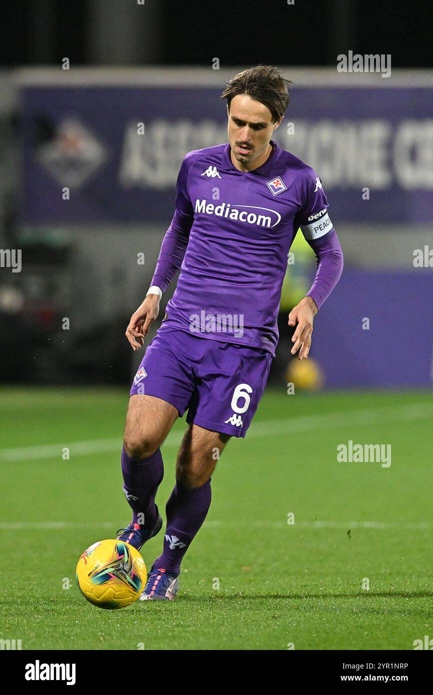 Firenze, Italia. 1 dicembre 2024. Stadio Artemio Franchi, Firenze, Italia - Luca Ranieri dell'AC Fiorentina durante la partita di calcio di serie A Enilive, Fiorentina vs Inter, 1 dic 2024 (foto di Roberto Ramaccia/Sipa USA) crediti: SIPA USA/Alamy Live News Foto Stock