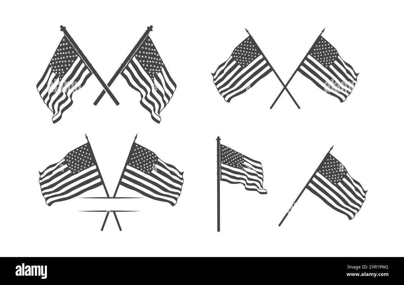 Cross american flag silhouette, Cross american flag svg, Cross american flag vectors Illustrazione Vettoriale