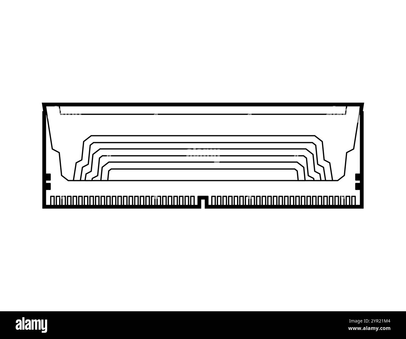 Memoria ad accesso casuale isolata. Scheda di memoria RAM. DDR componente computer Illustrazione Vettoriale