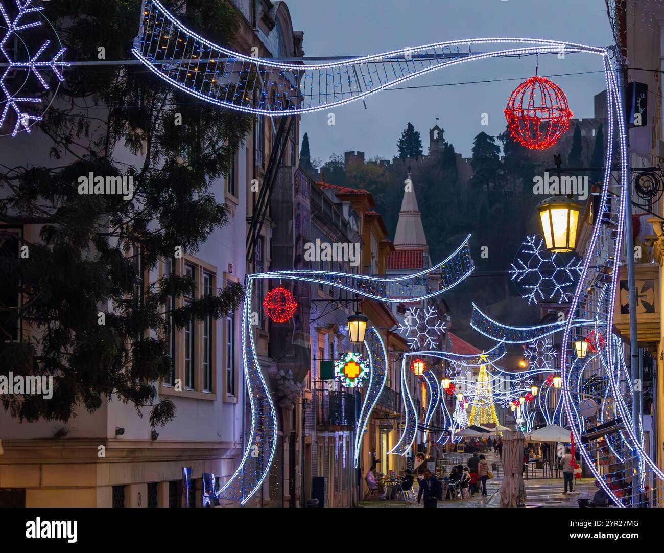 Christmas Lights in Tomar, Portogallo dicembre 2024 Foto Stock