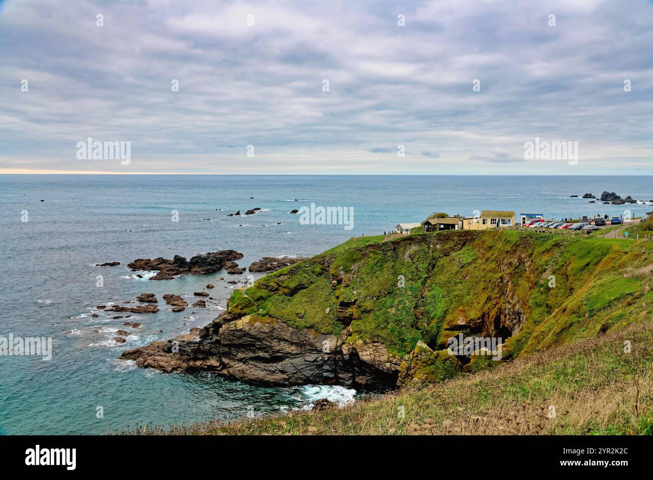L'insidiosa costa rocciosa di Lizard Point, il punto più meridionale dell'Inghilterra, la Cornovaglia, Regno Unito Foto Stock
