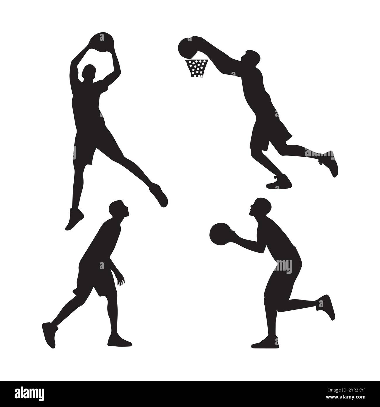 pallina da basket che gioca a persone con l'icona della silhouette vettoriale Illustrazione Vettoriale